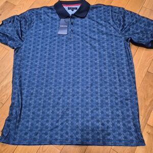Silver Stone Collection Mens Navy Geometric Honeycomb Polo Shirt XXXL SKP23-23